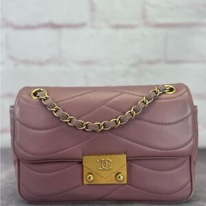 CHANEL Pagoda Quilted Mauve Gold Shoulder Bag